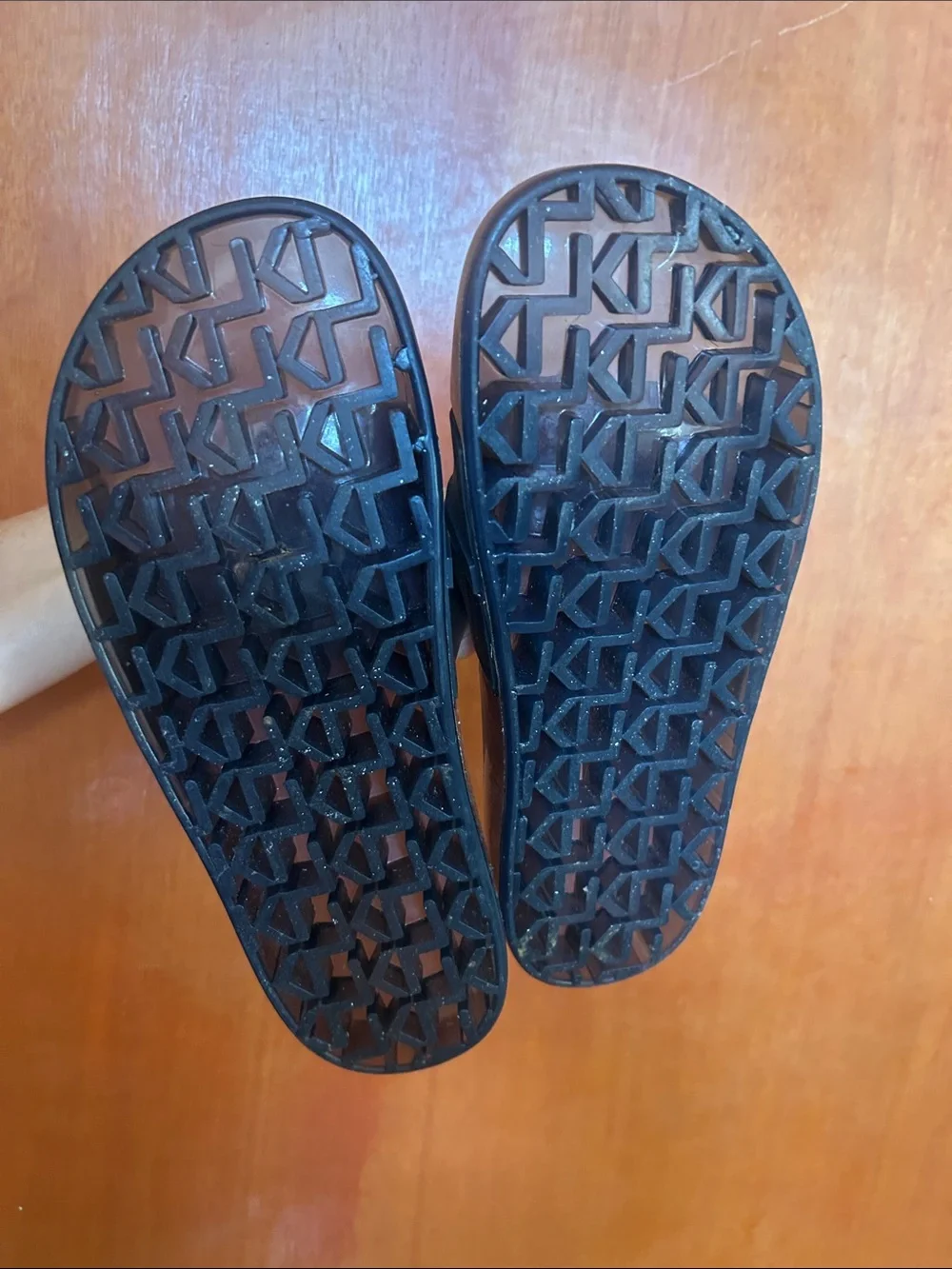 Karl Lagerfeld Kids Black Slide Sandals with Pearl Studs
